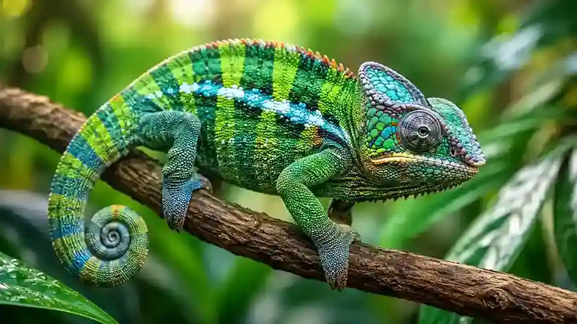 Chameleónovité chameleon in a lush natural habitat