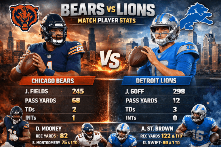 Chicago Bears vs Detroit Lions Match Player Stats