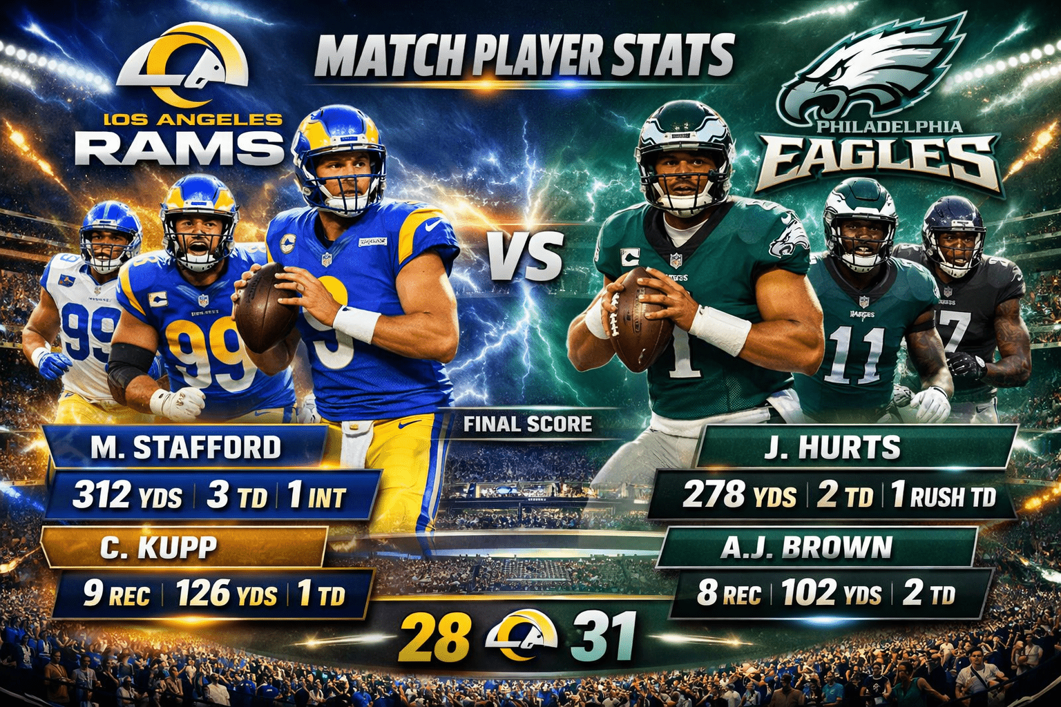 Los Angeles Rams vs Philadelphia Eagles Match Player Stats