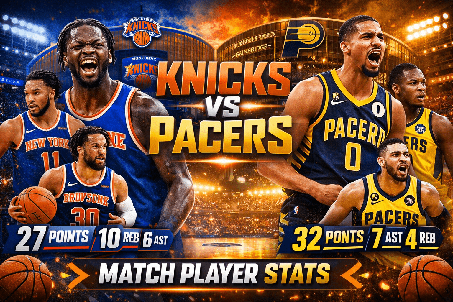 Knicks vs Pacers Match Player Stats