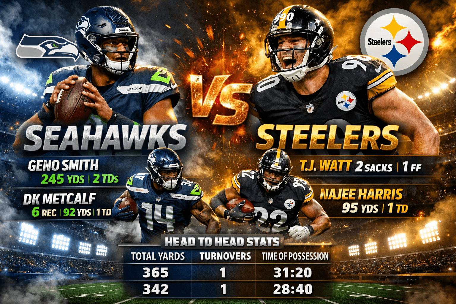 Seahawks vs Pittsburgh Steelers Match Player Stats