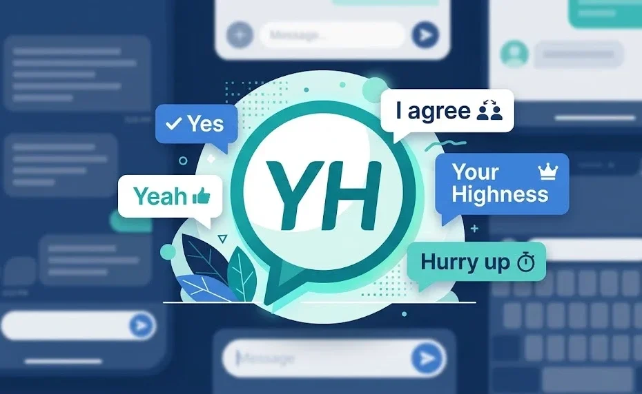 yh meaning chat speech bubbles showing text slang definitions like yeah and yes